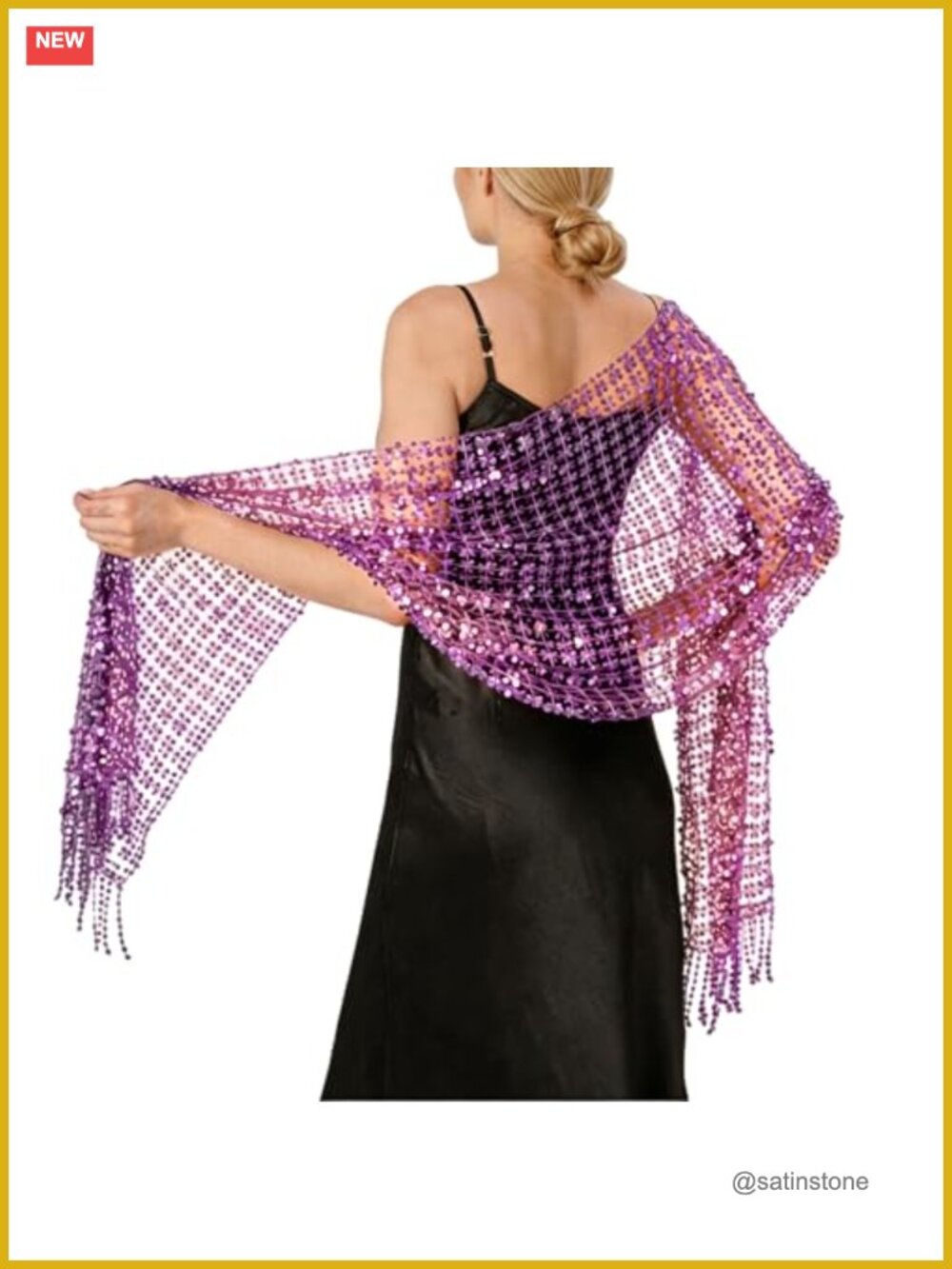 Sequin Mesh Fringe Shawl Wrap for Evening Wedding Bridesmaid Prom